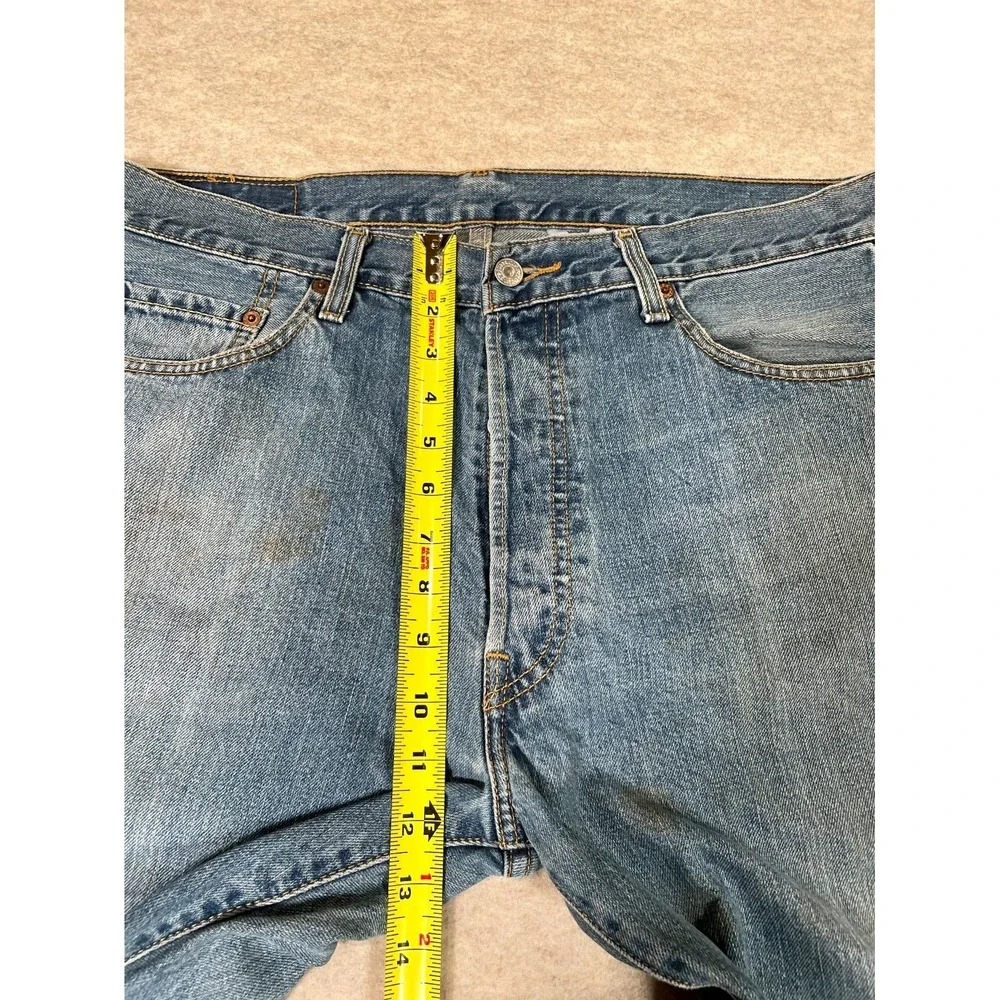 Levis 501 Original Fit Jeans Mens 36x30 Blue Denim Cotton Straight Leg High Rise